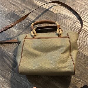 Michael Kors Khaki and Brown Shoulder Bag